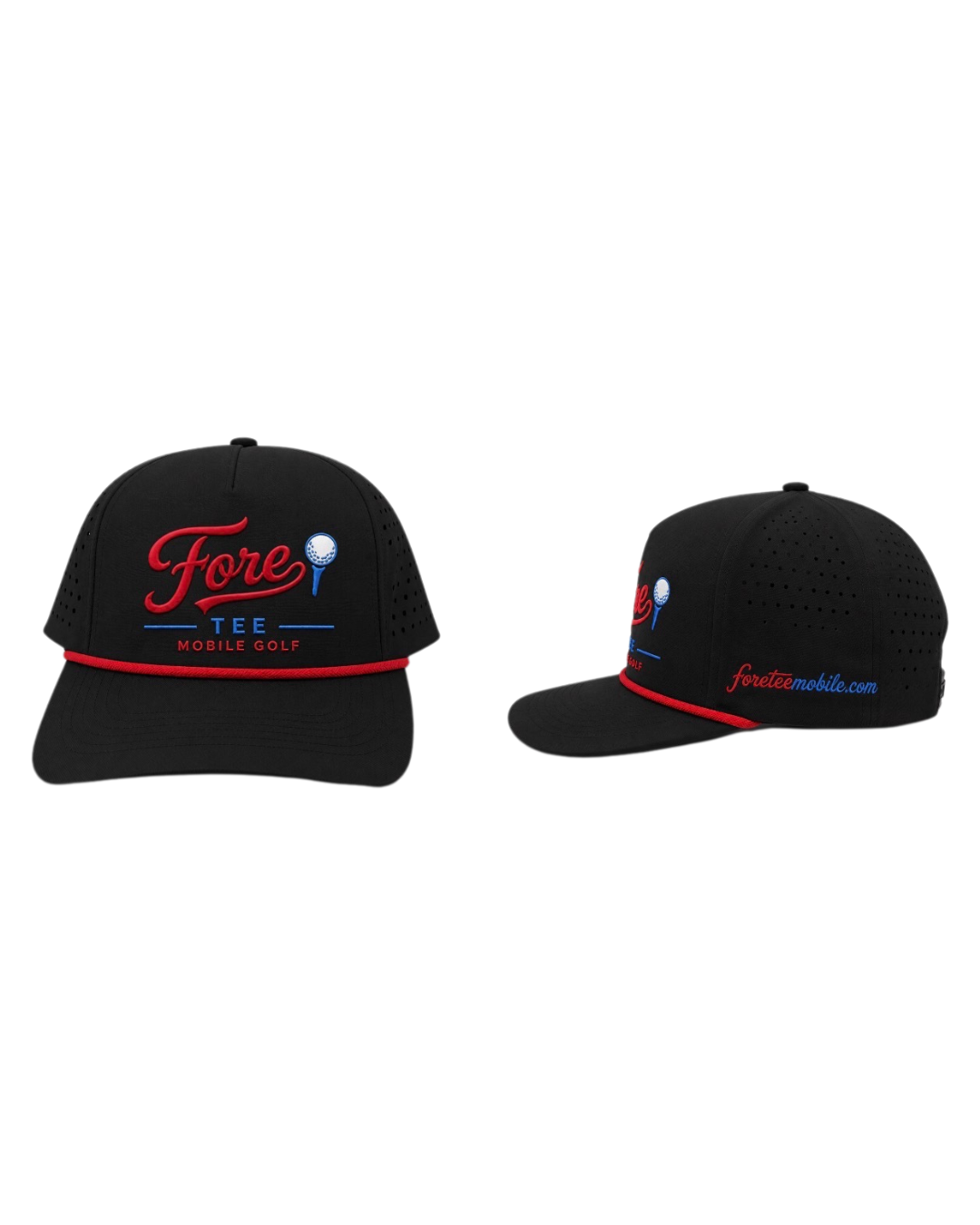 ForeTee Script Hat – Black/Red/Blue