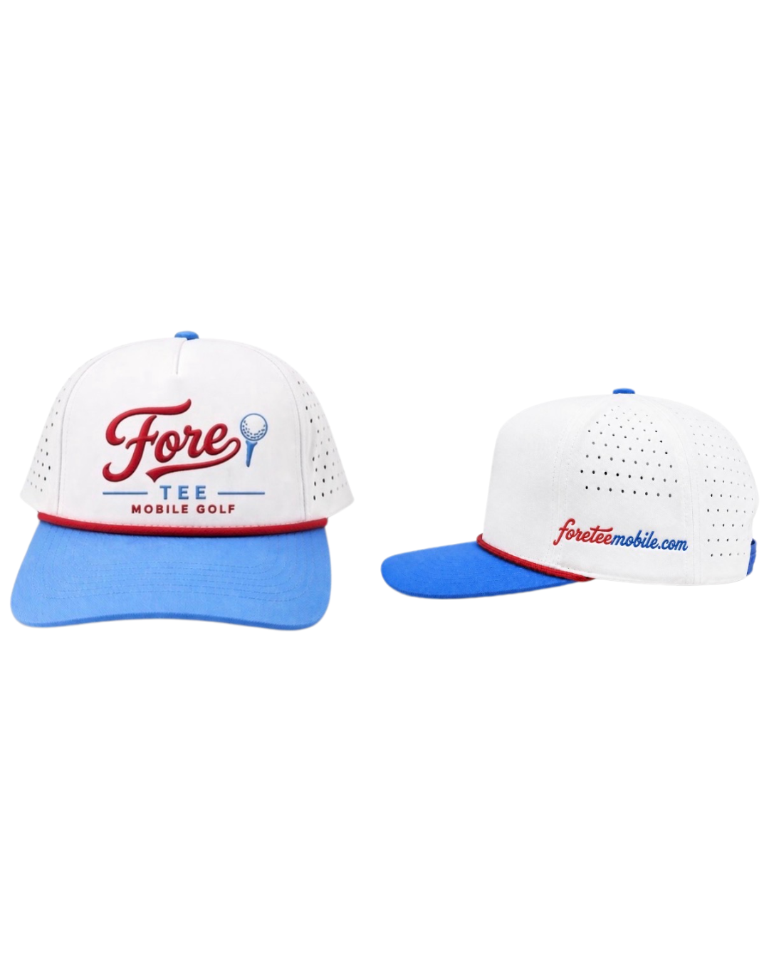 ForeTee Script Hat – White/Blue/Red